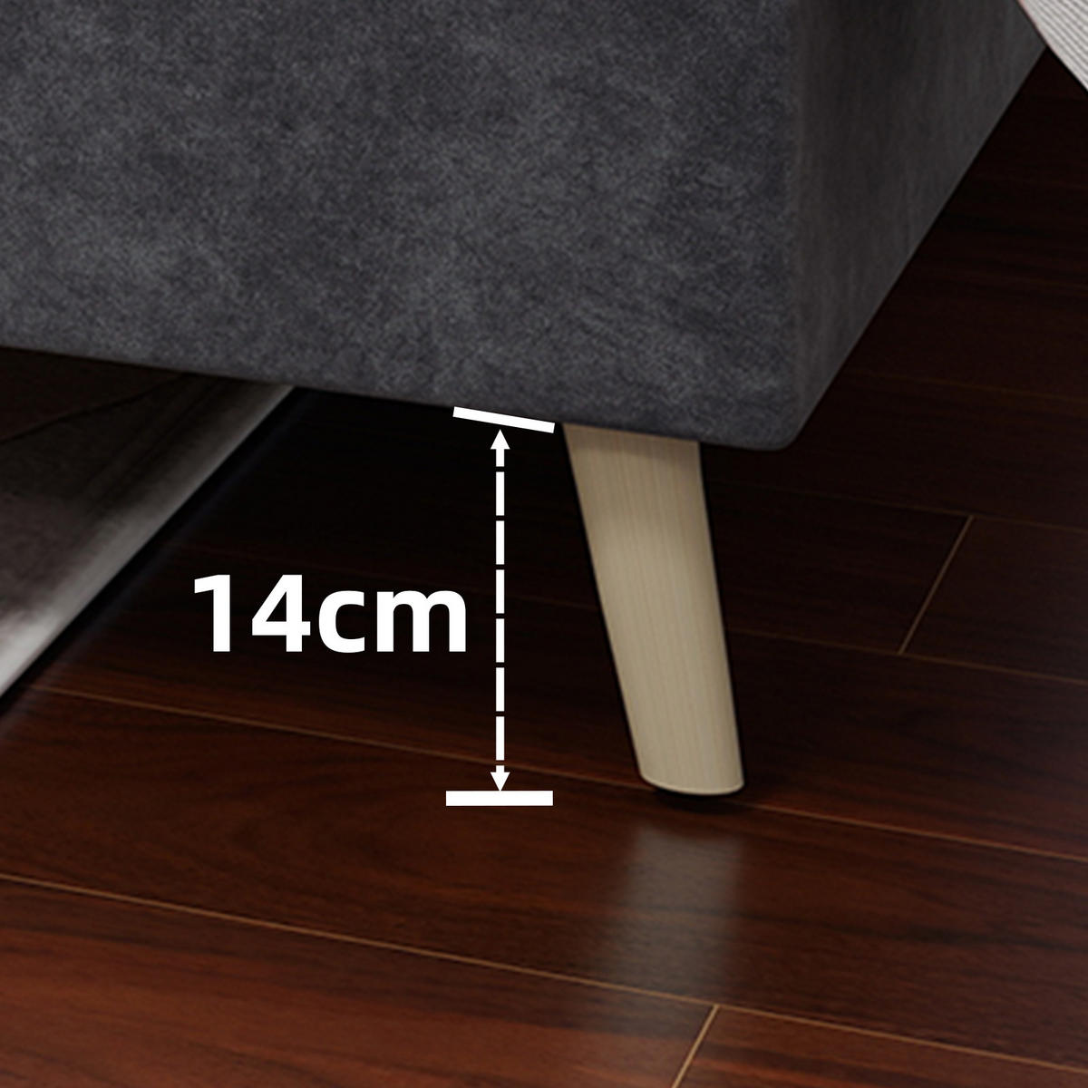 POLSTERBETT 90x200 cm niedrig ohne Stauraum grau - Grau, Textil (90/200cm) - LEBENLANG