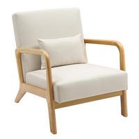 SESSEL Holz creme - Eukalyptusholzfarben/Creme, Holz/Textil (64/74/80cm) - CLP