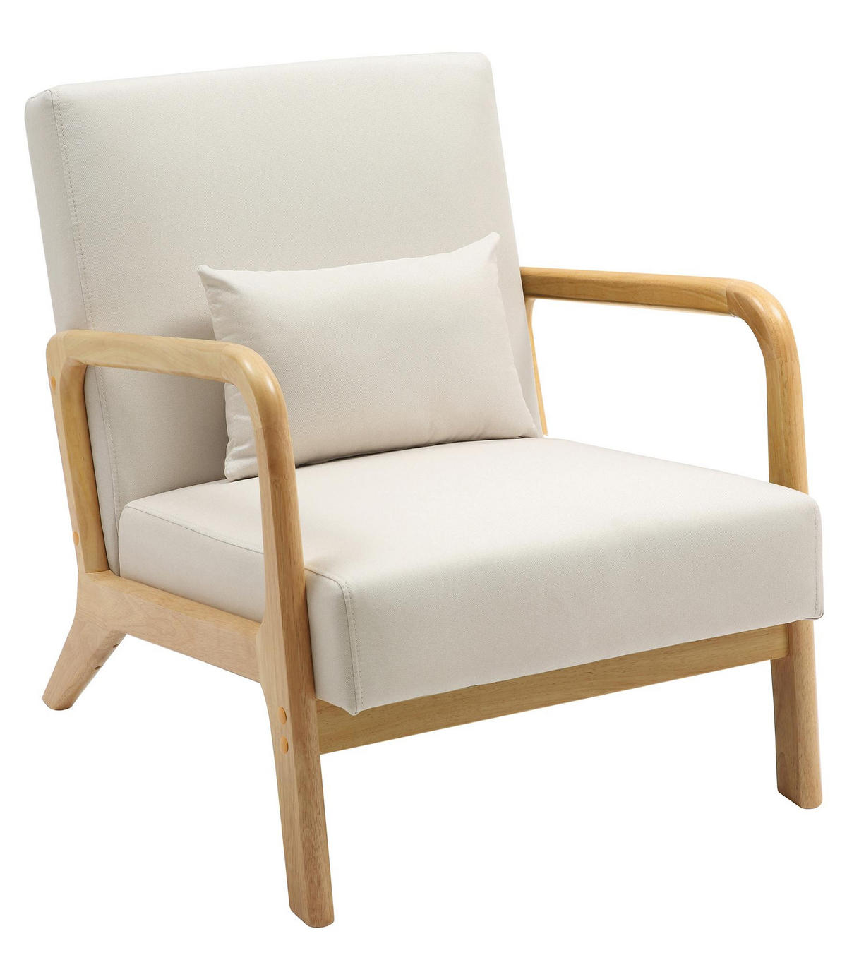 SESSEL Holz creme - Eukalyptusholzfarben/Creme, Holz/Textil (64/74/80cm) - CLP