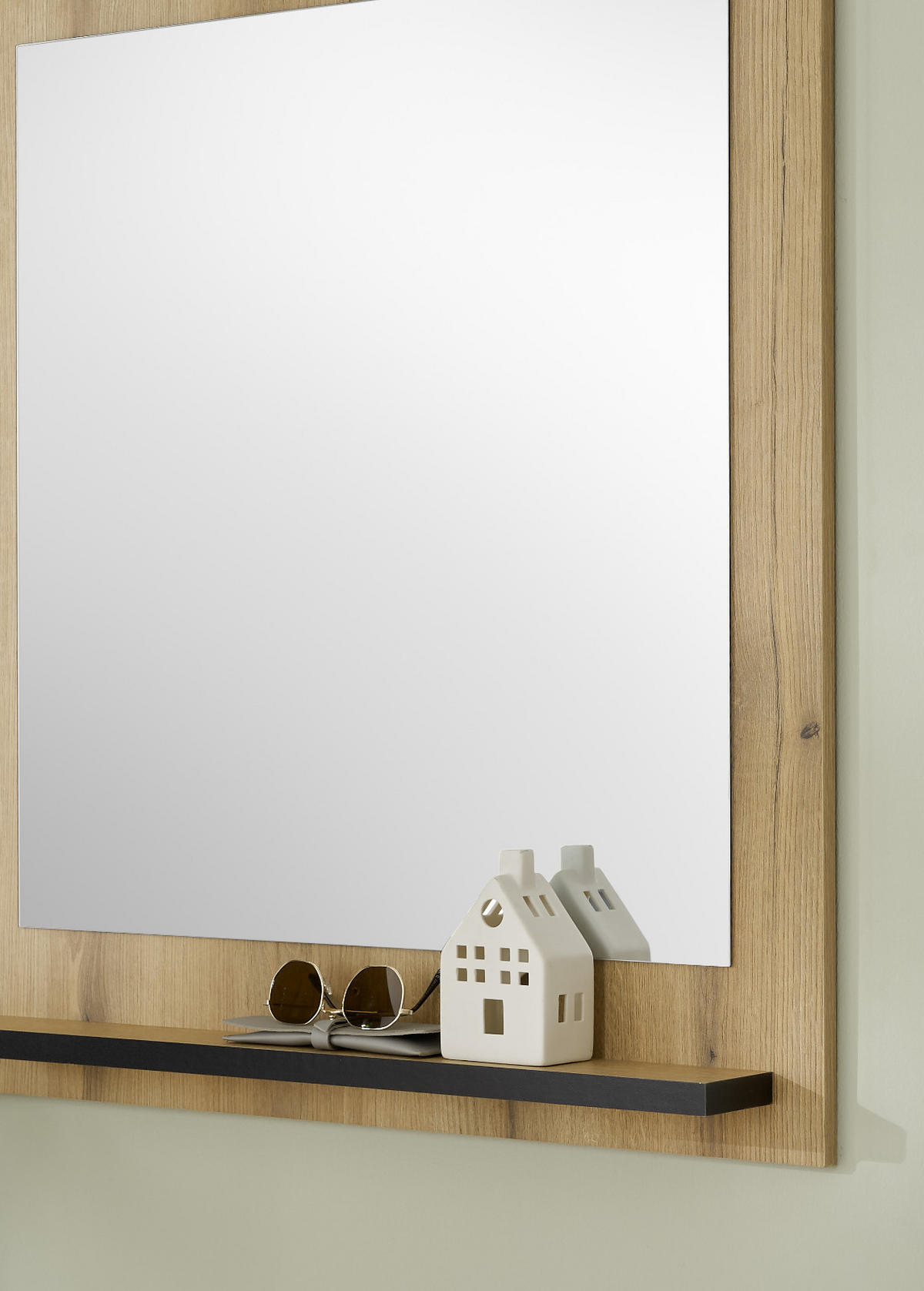 WANDSPIEGEL Evoke Eiche 79 x 89 cm, Garderobenspiegel mit Ablage - Eichefarben, Glas/Holzwerkstoff (79/89/10cm) - Furn.Design