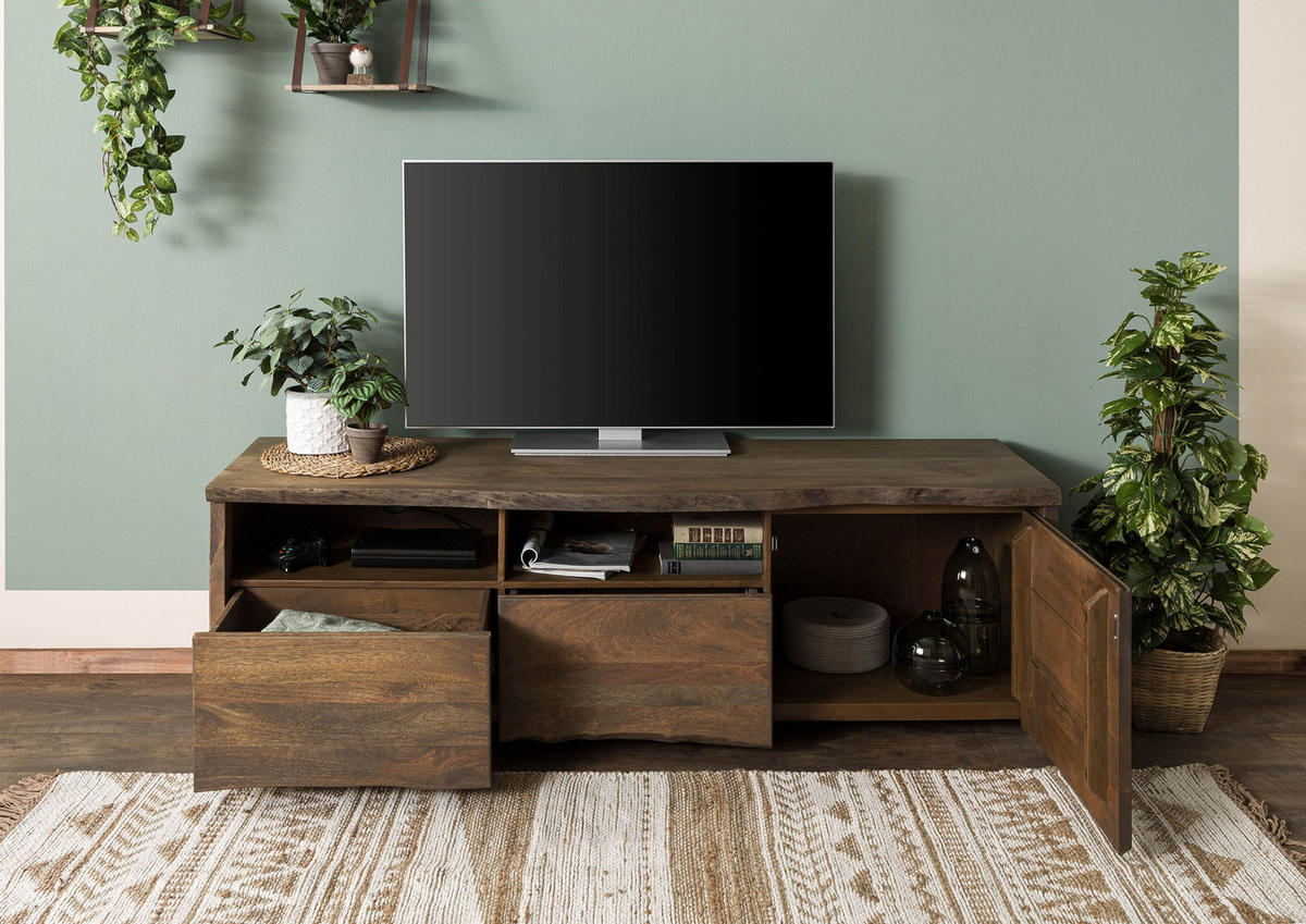 TV-BOARD Mango 178x48x58 braun geölt PURE MANGO #223 - Braun, Holz (178/58/48cm) - Massivmoebel24