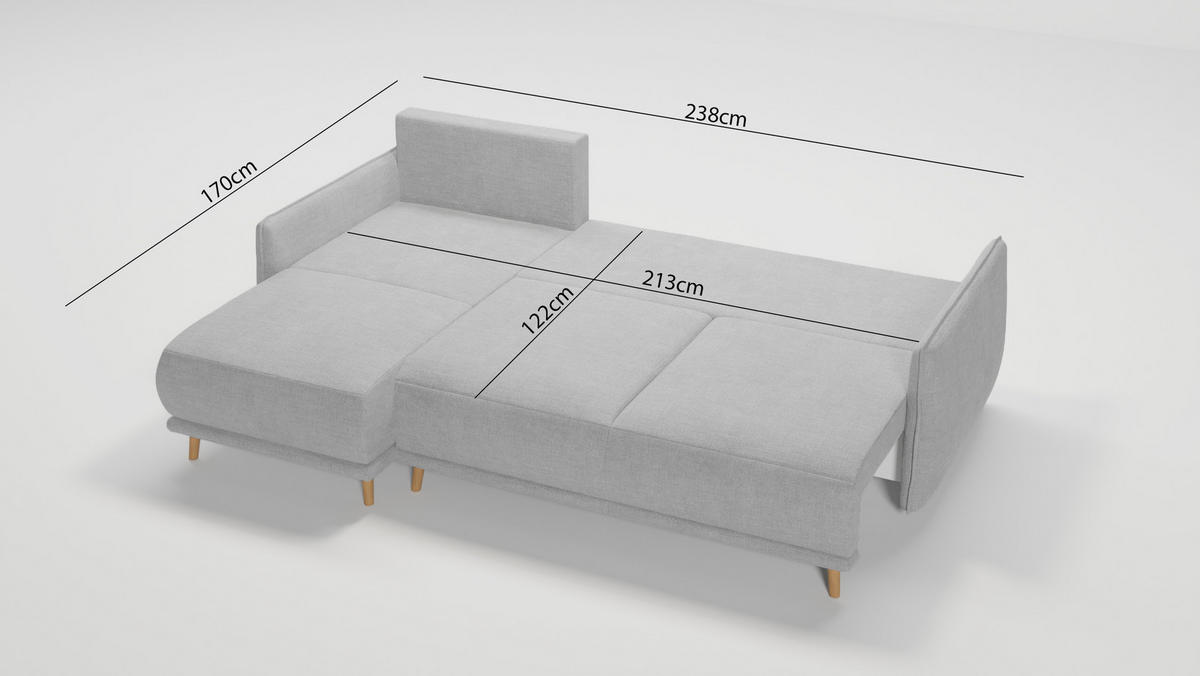 ECKSOFA Chroma Silber Luxusmicrofaser - Silberfarben/Braun, Holz/Textil (238/170cm) - S-Style Möbel