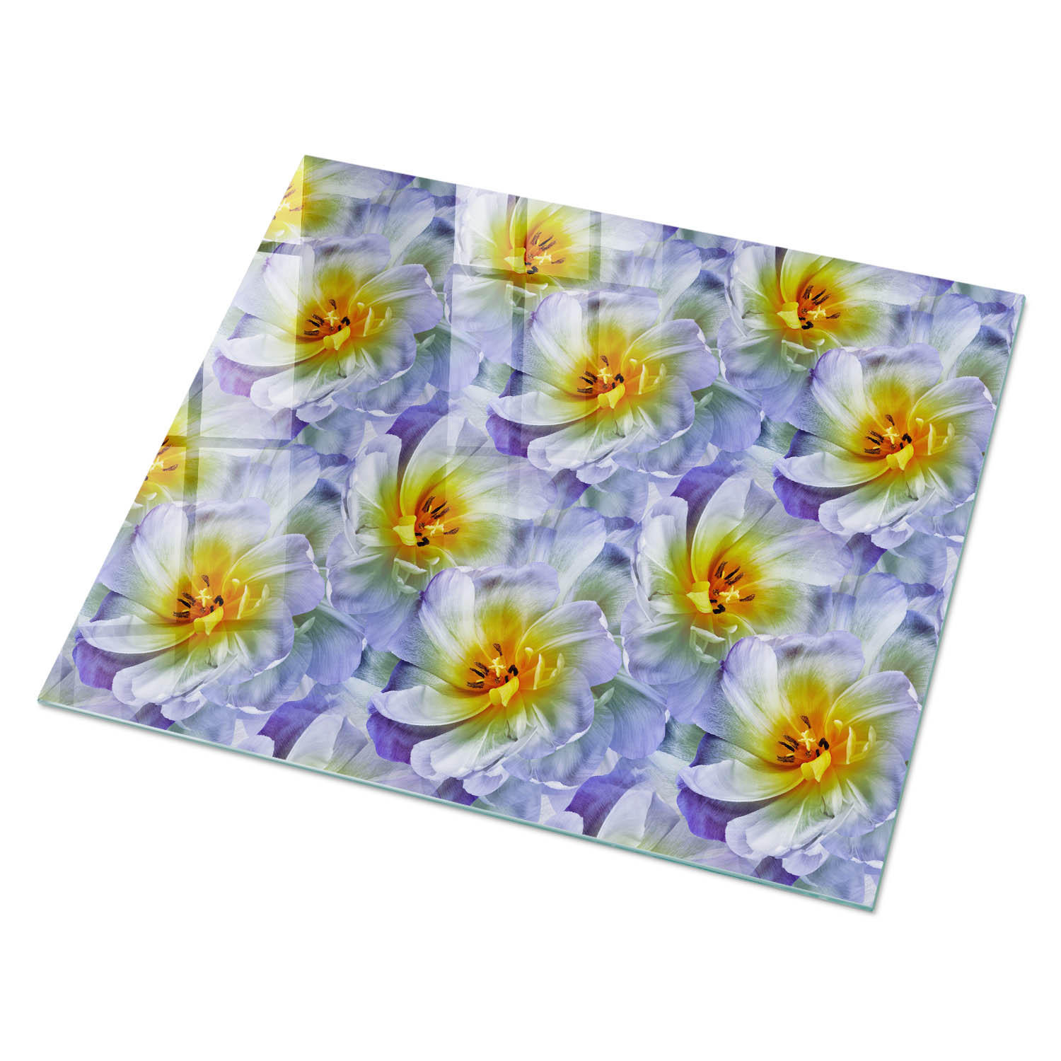 GLASPLATTE 80x60 cm – Blumenmuster - Beige, Glas (0.4/80/60cm) - ArtPrintCave