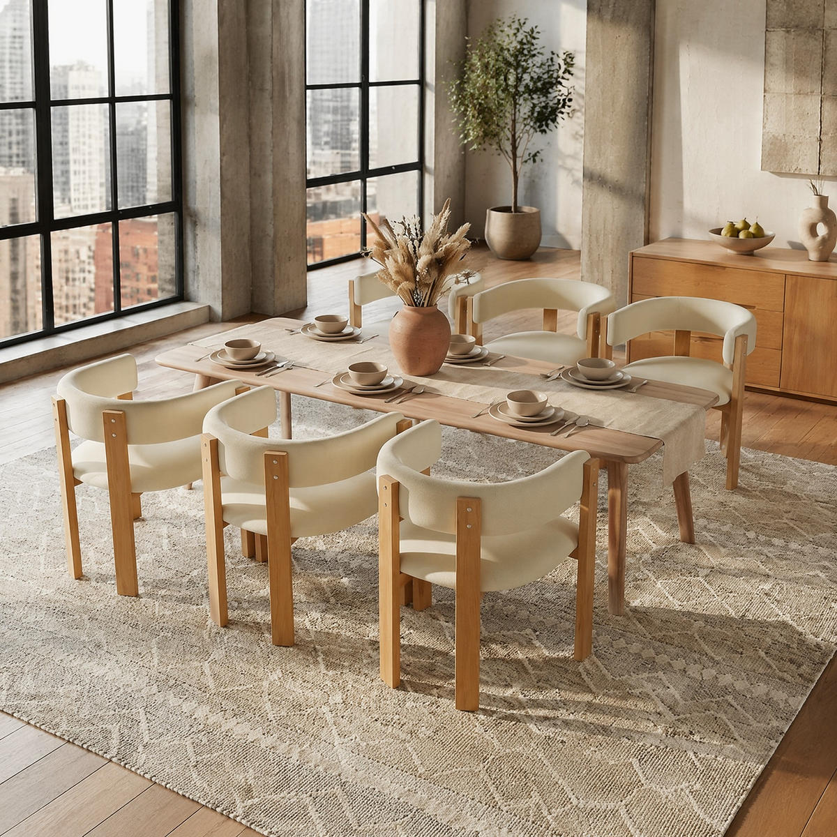 WOHNZIMMER STÜHLE mit Polsterung 6tlg Esszimmerstuhl Eisenbeine - Beige/Naturfarben, Textil (54.5/72.5/44cm) - EVRYAE