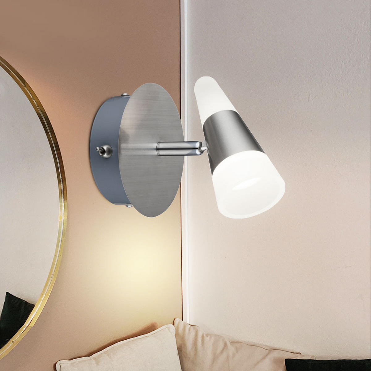 LED WANDLEUCHTE FRISO Metall Silber 2er Set - Silberfarben, Metall (12/14/13cm) - Globo Lighting