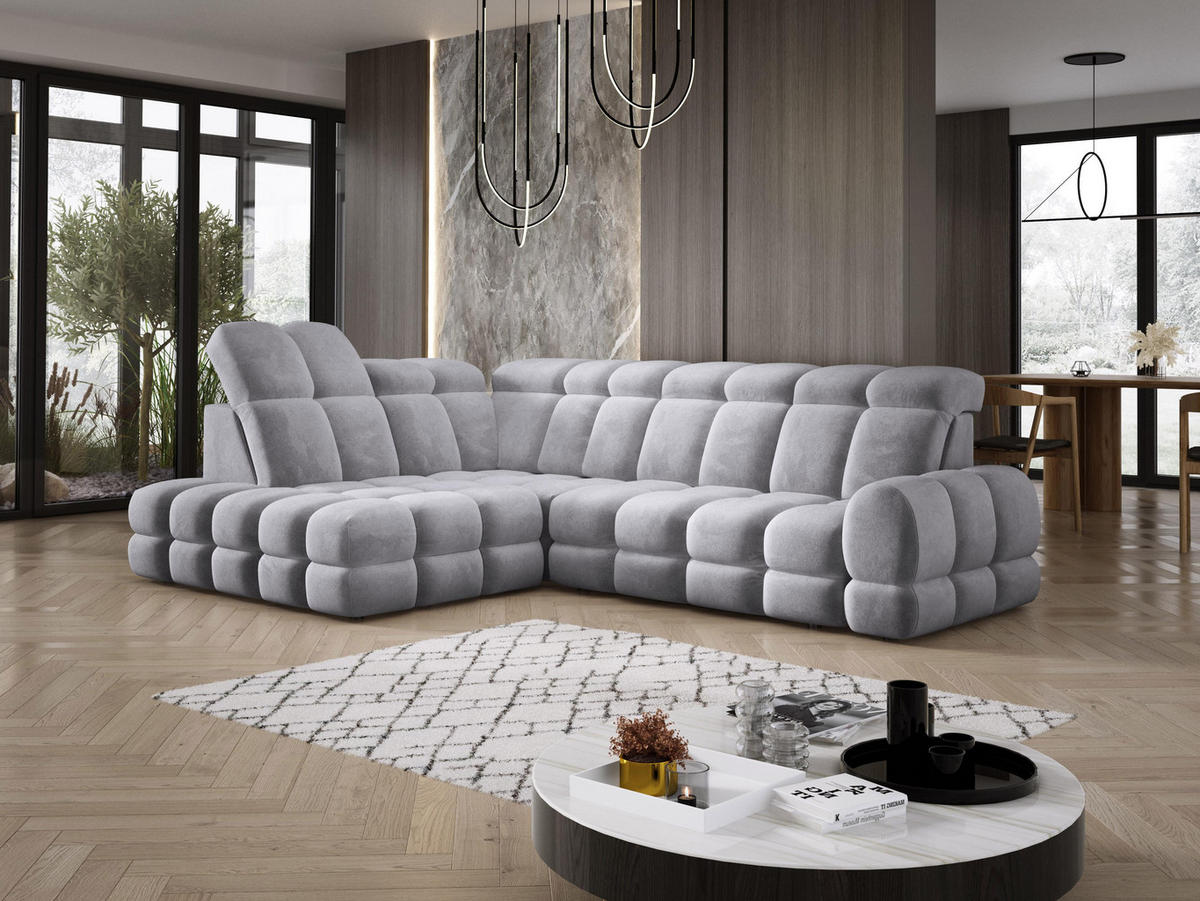 ECKSOFA TOLLO Salvador-stoff L-form 302x217x105 cm grau - Grau, Holz/Textil (302/217cm) - DomoHome