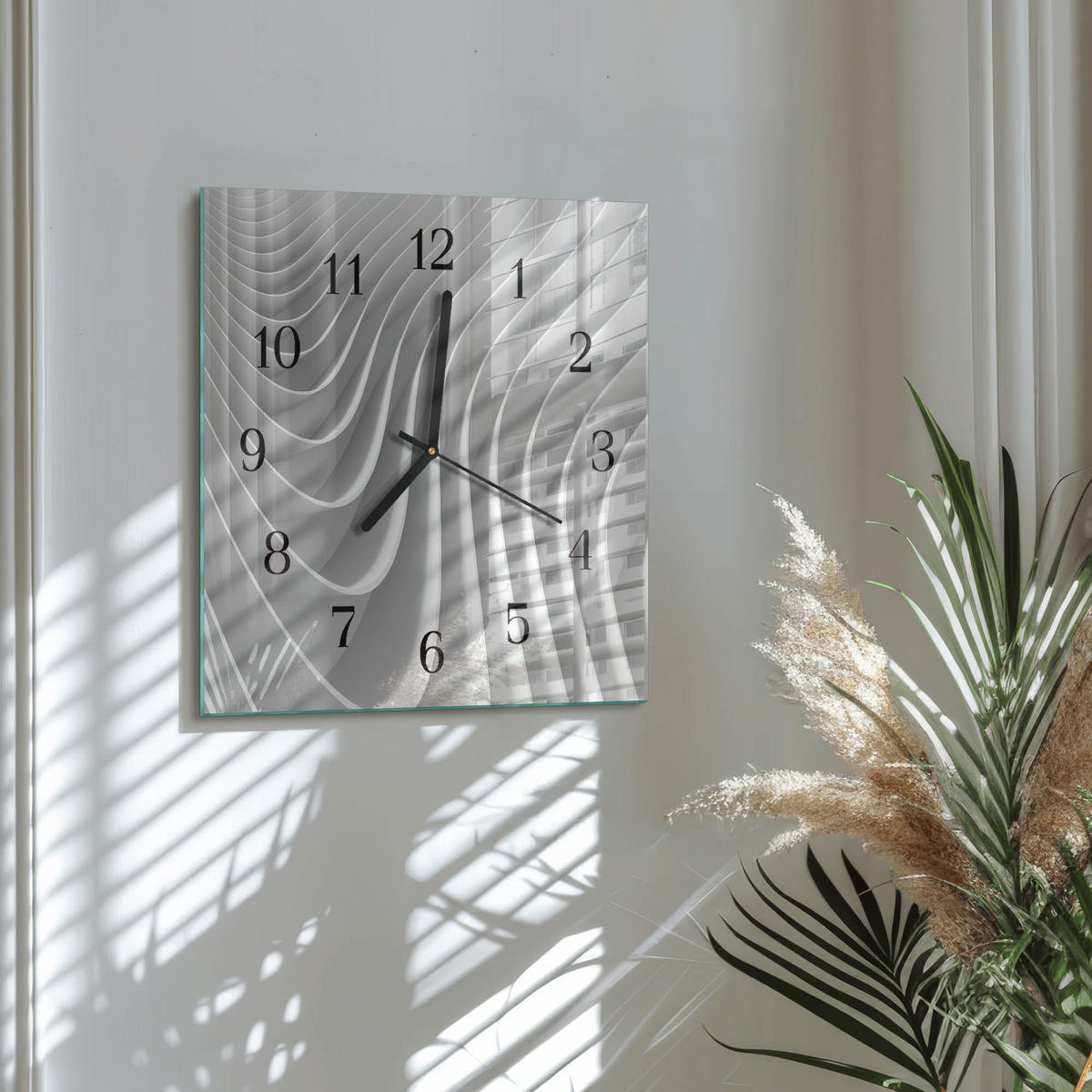 WANDUHR 30x30 cm - Abstraktion - Grau, Glas (30/30/0.4cm) - TULUP