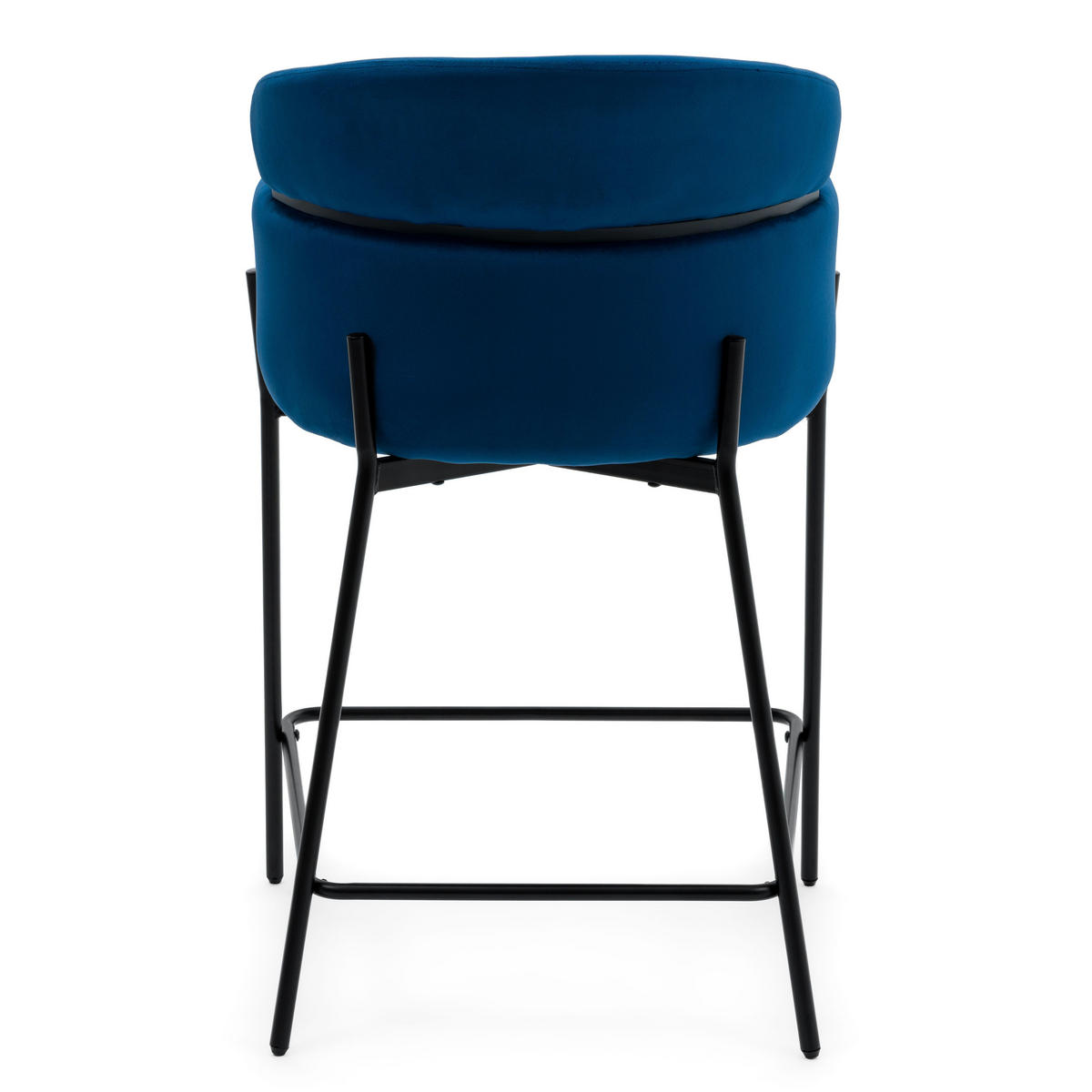 BARHOCKER BOLZANO gepolsterter mit Steppung - dunkelblau - Samt Velour - Blau/Schwarz, Textil/Metall (60/99/55cm) - NEW HOME