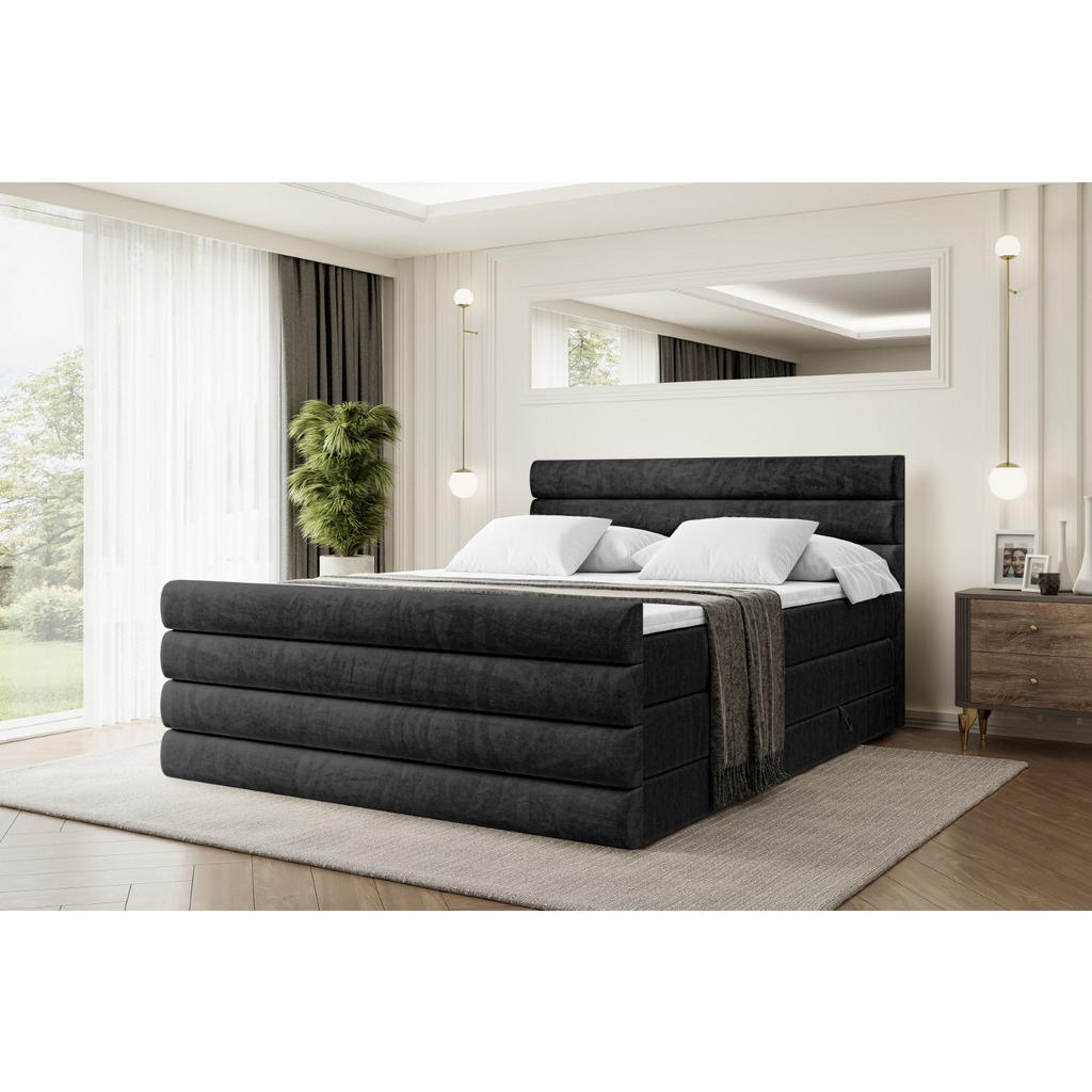 Thumbnail - Altdecor Boxspringbett, Schwarz, Holzwerkstoff, Höhe ca. 20 cm, 140x200 cm, Schlafzimmer, Betten, Boxspringbetten