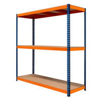 LAGERREGAL mit 3 Böden - 180cm x 180cm x 60cm - Blau, Metall (180/180/60cm)