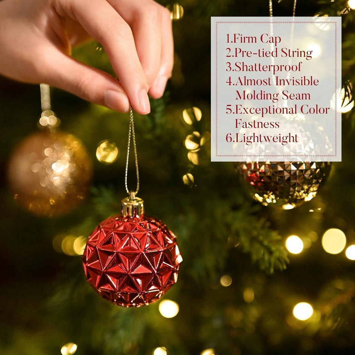 WEIHNACHTSKUGELN 50-teiliges Set Rot Gold 5 cm bruchsicher - Multicolor, Kunststoff (6/6/6cm)