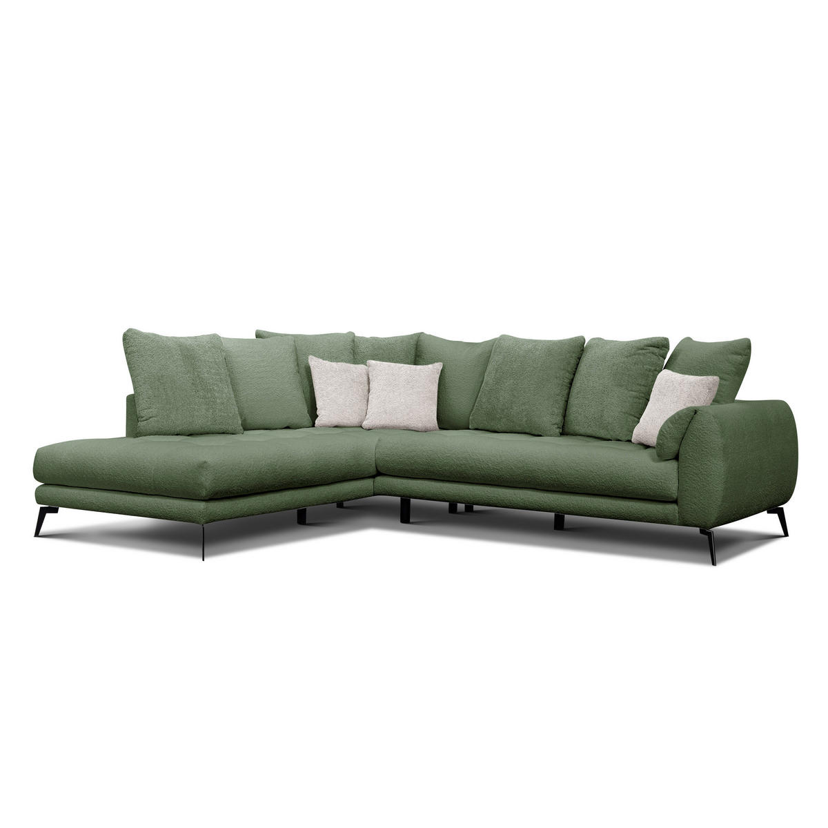 ECKSOFA CALME 5-Sitzer, olive - Olivgrün, Holz/Textil (294/229cm) - Courtois Laville