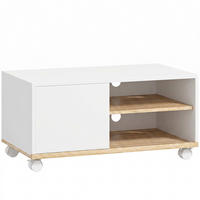 TV-BOARD Spanplatte Weiß Eiche - Weiß, Holzwerkstoff/Kunststoff (45/39/80cm) - HOMCOM