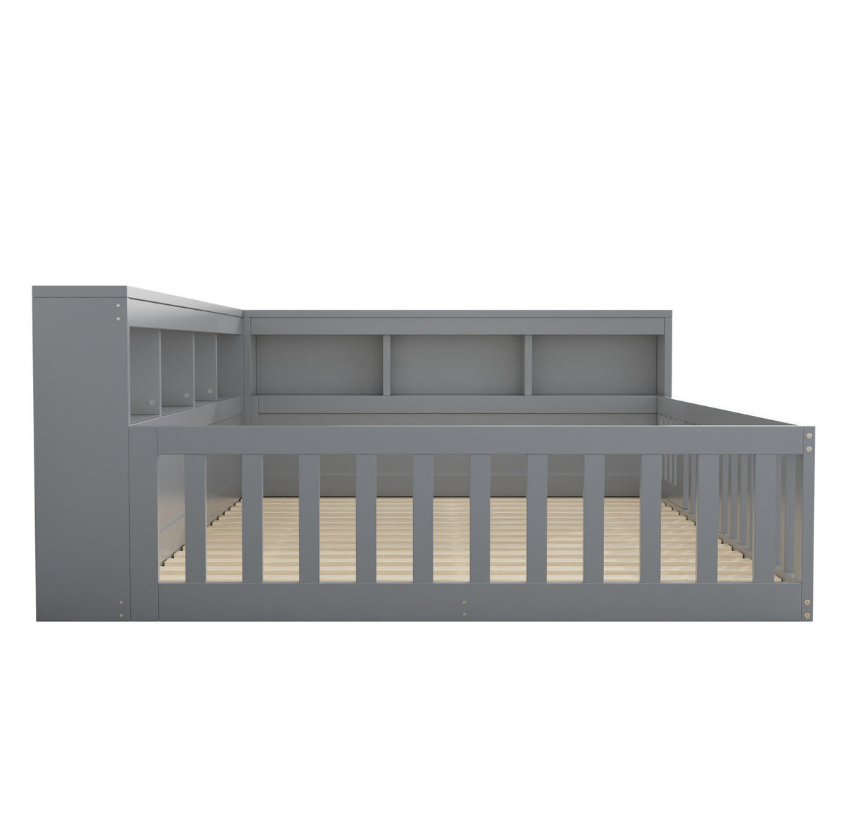 BETT 140/200 cm Grau mit Stauraum, Lattenrost und USB-Anschluss - Grau, Holzwerkstoff (140/200cm) - Flora Grace