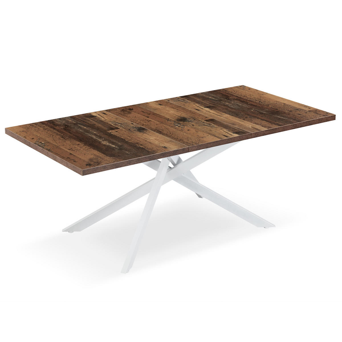 ESSTISCH BEA 120-160/80/76 cm Texas-Eiche - Weiß/Braun, Holzwerkstoff/Metall (80/120/76cm) - B&D Home