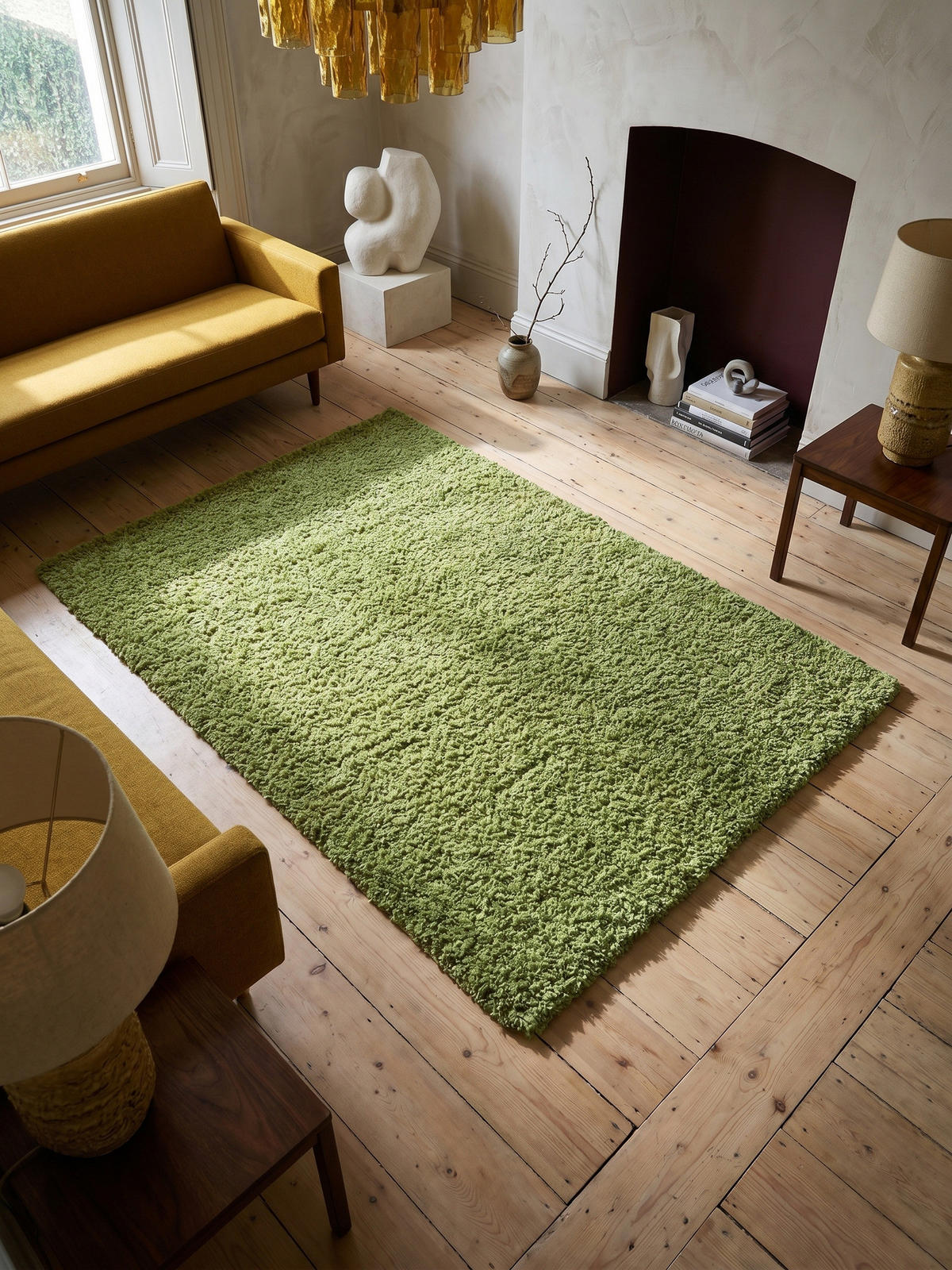 HOCHFLORTEPPICH Shaggy Uni Kuschelig Waschbar Wohnzimmer Strapazierfähig Grün 100x200 cm – RHEIN - Grün, Textil (200/100cm) - KADIMA DESIGN