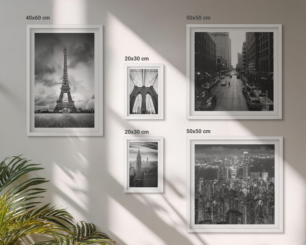 WANDBILDER 5er-Set - 50x50 cm & 20x30 cm & 40x60 cm Weißer Rahmen - Sommerstrände, Meereslandschaft - Weiß, Kunststoff (40/60cm) - ArtPrintCave