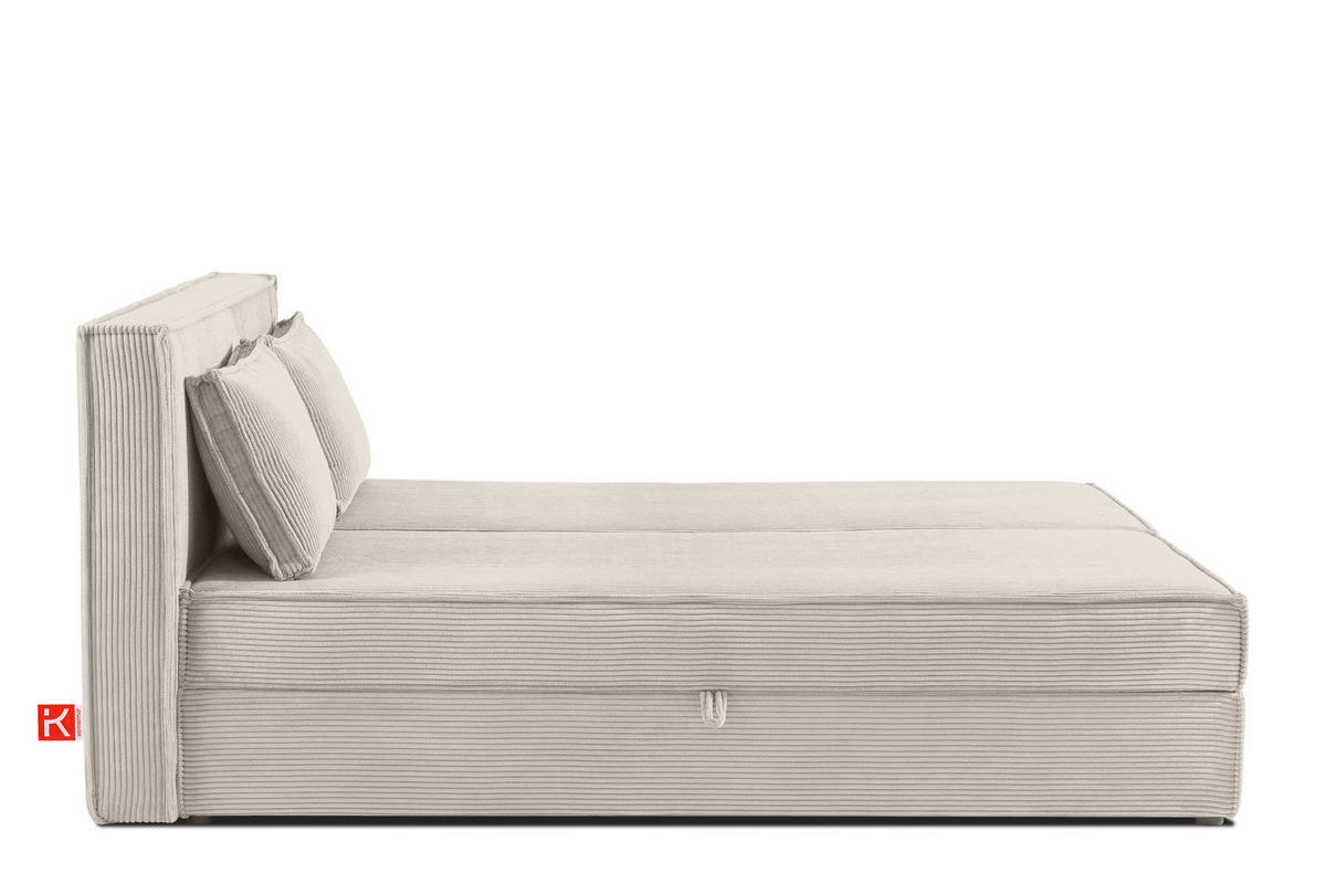 BOXSPRINGBETT ROTI mit Stauraum, cremefarben - Creme/Schwarz, Holz/Holzwerkstoff (180/200cm) - KONSIMO®