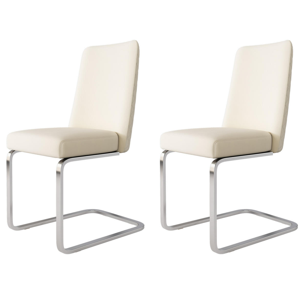 ESSZIMMERSTUHL 2er Set Samt Diamant Beige Silber Metallbeine - Multicolor, Textil (50.5/89/47cm) - FLIEKS