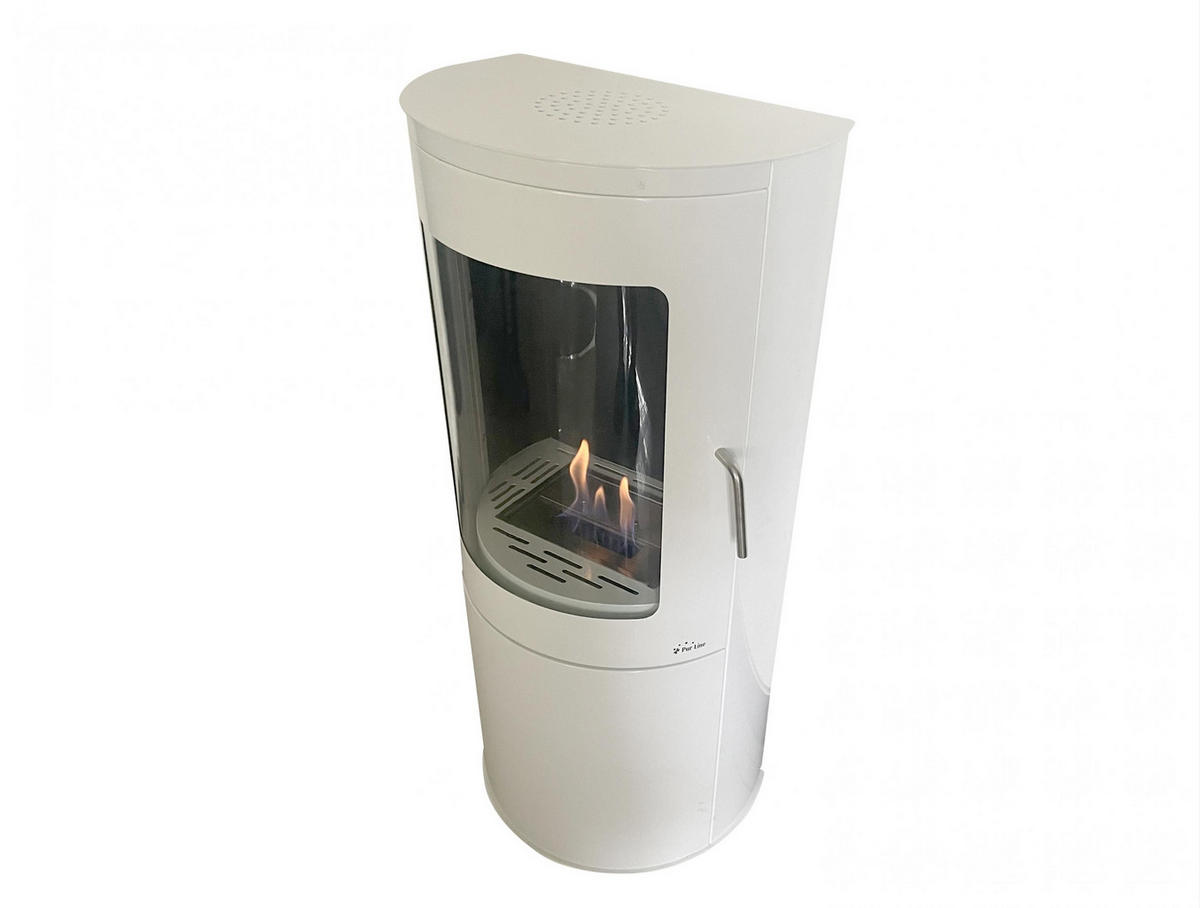 BIOETHANOL-OFEN Weiß inklusive 1.5 L-Tank und 3 kW Leistung - Weiß, Metall (44/96/30cm) - Purline