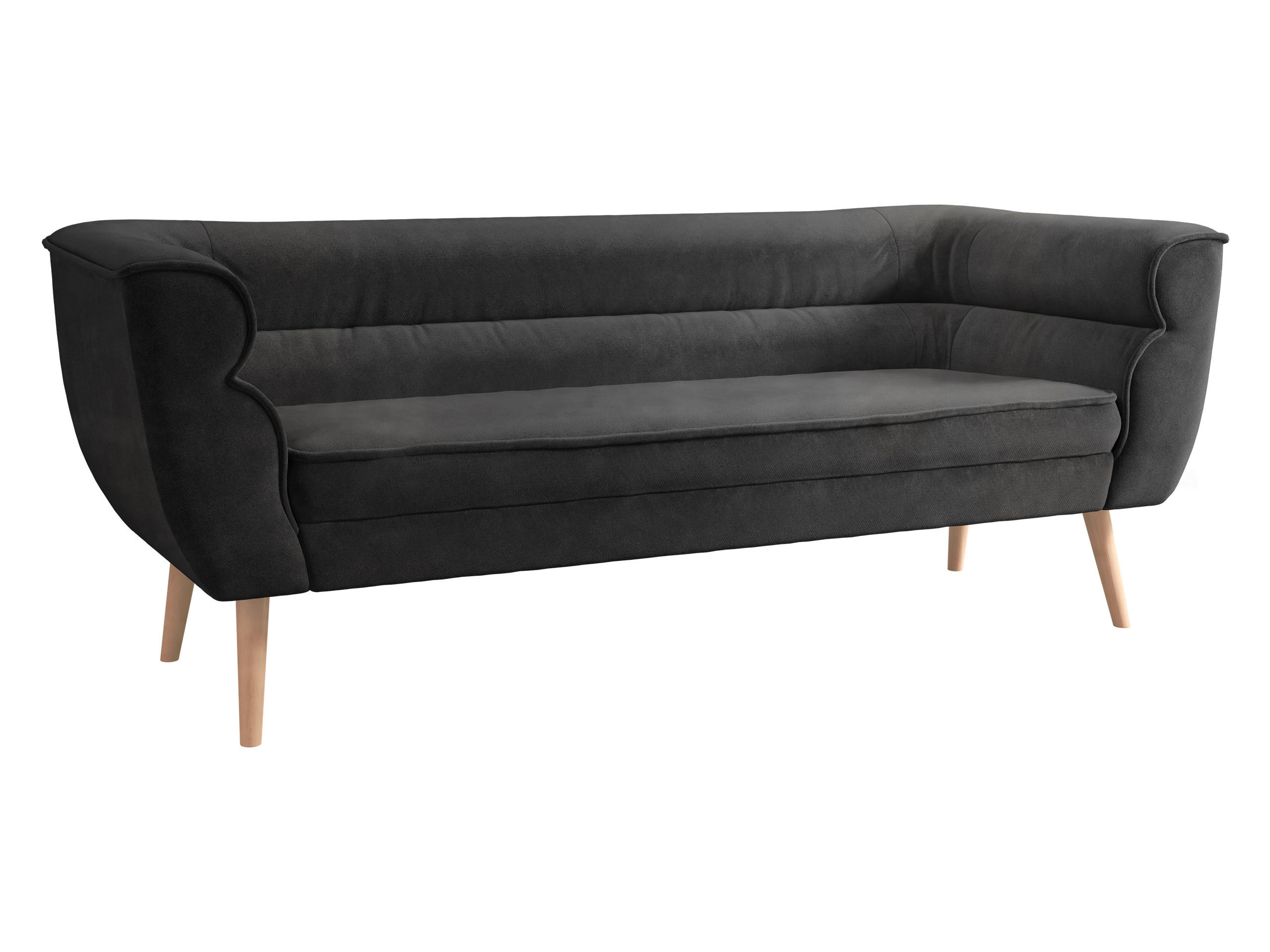 SOFA Bal 3 - Dunkelgrau/Naturfarben, Holz/Textil (182/75/74cm) - MIRJAN24