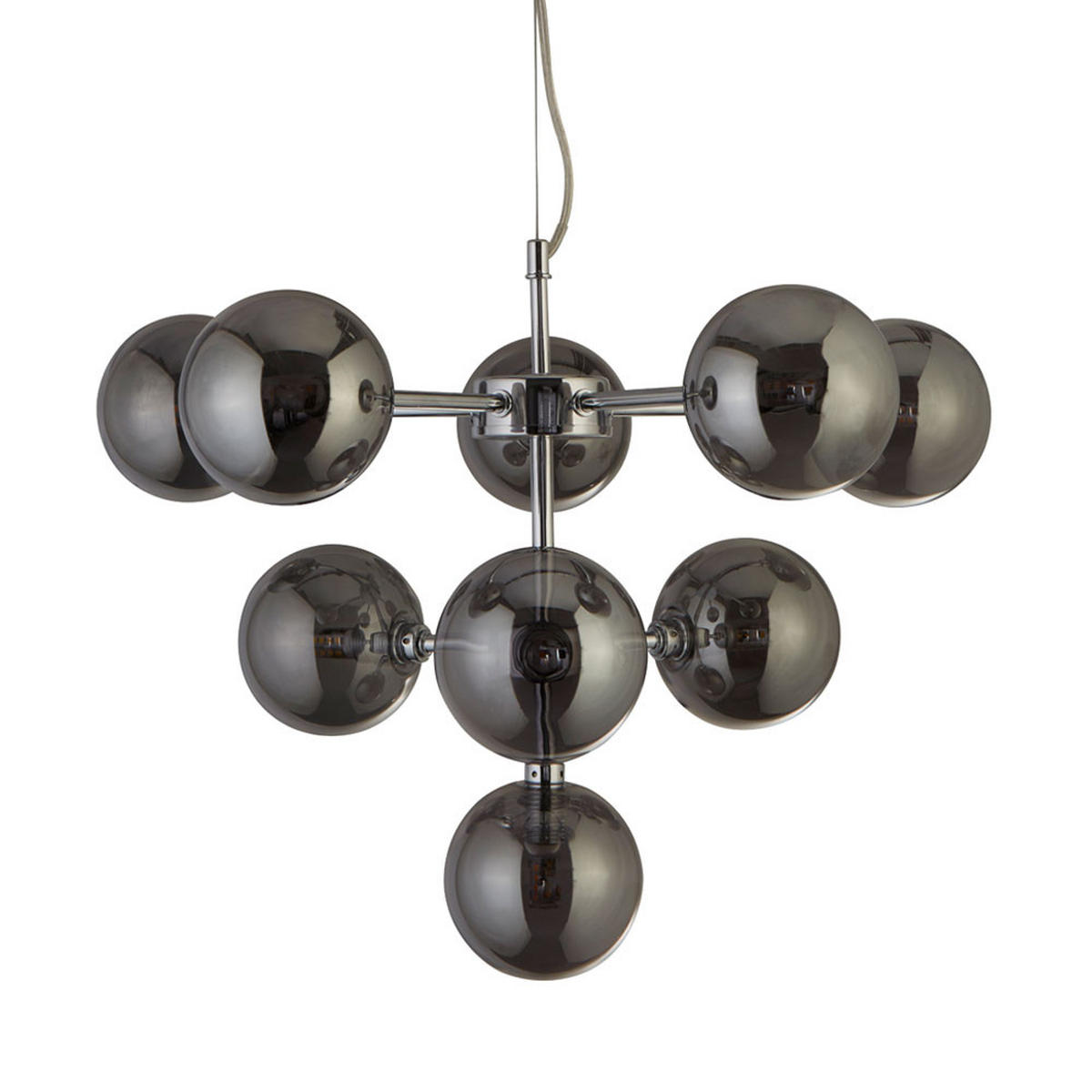 DECKENLEUCHTE Metall Glas Silber Höhenverstellbar - Silberfarben, Glas (40/40/120cm)