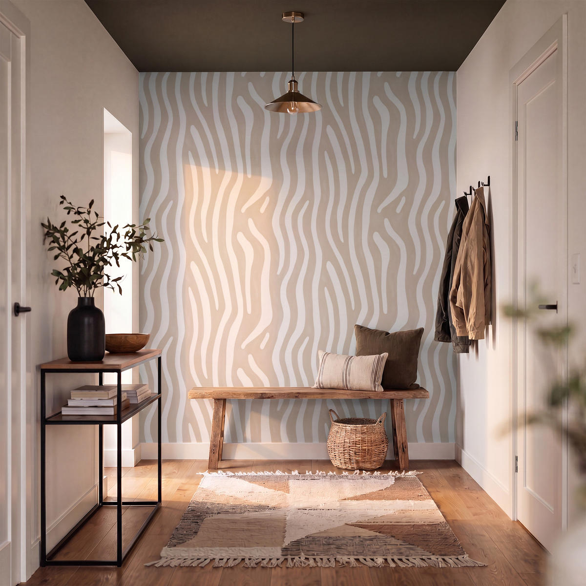 TAPETE - Abstrakt - Zebra - Beige - 160x200 cm - Beige, Papier (160/200cm) - OnlyWow
