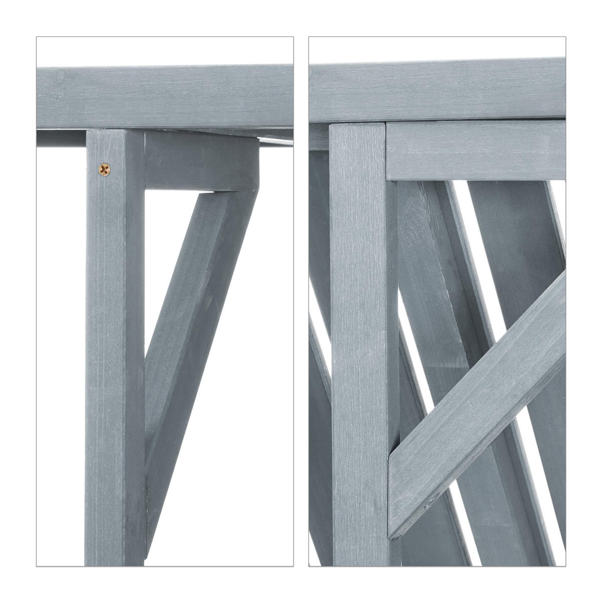 BALKON-HÄNGETISCH - Grau, Holz/Metall (65/70/55cm) - Relaxdays
