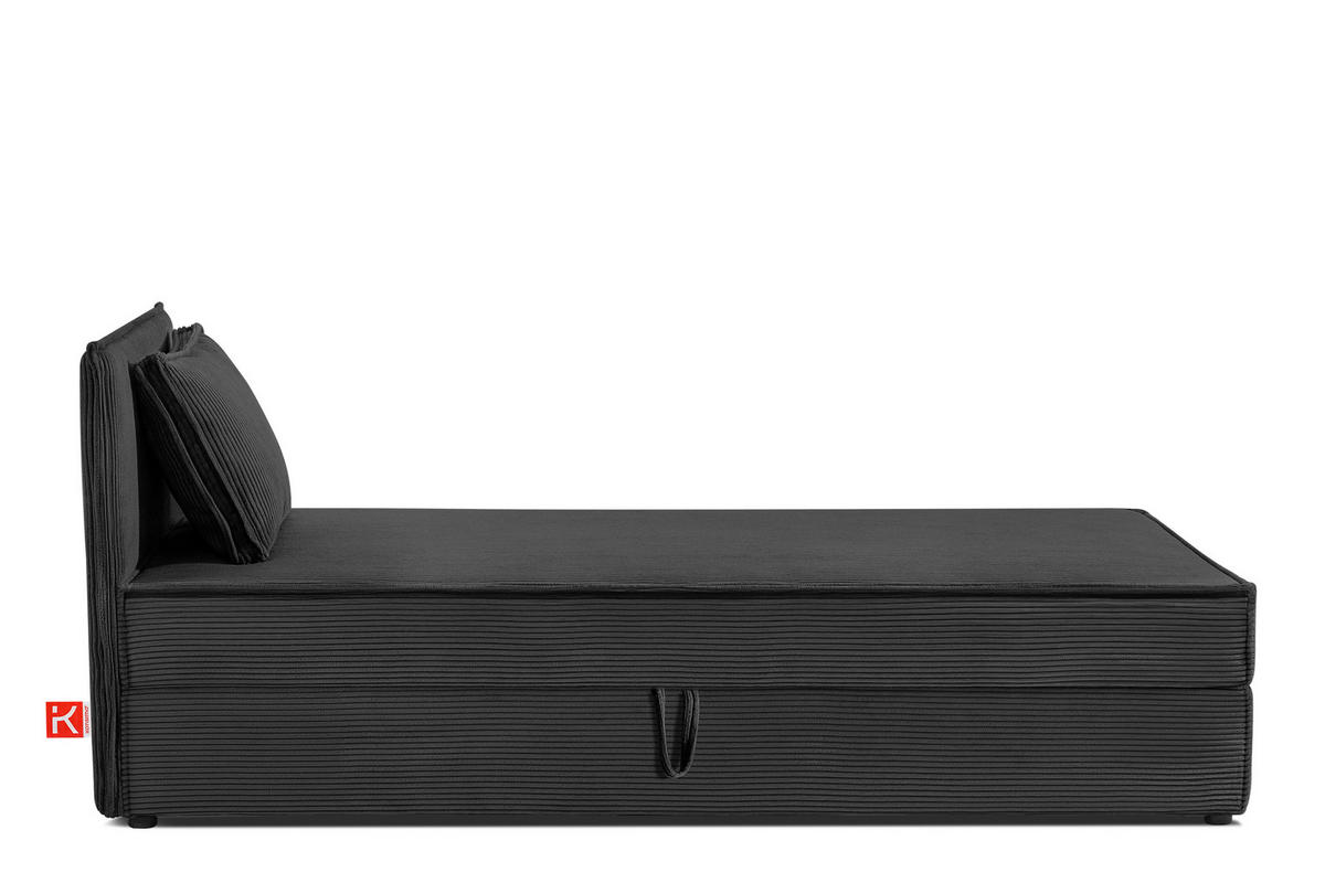 BOXSPRINGBETT ROTI Einzelbett, dunkelgrau - Dunkelgrau/Schwarz, Holz/Holzwerkstoff (100/200cm) - KONSIMO®