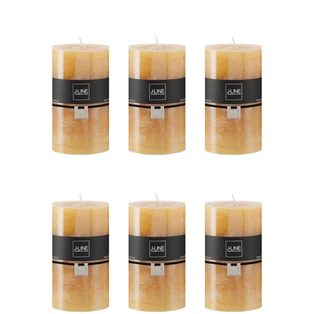 DUFTKERZE ZART - Gelb - XL - 95 Std. - 6er set - Gelb, Paraffin (10/15cm) - J-Line