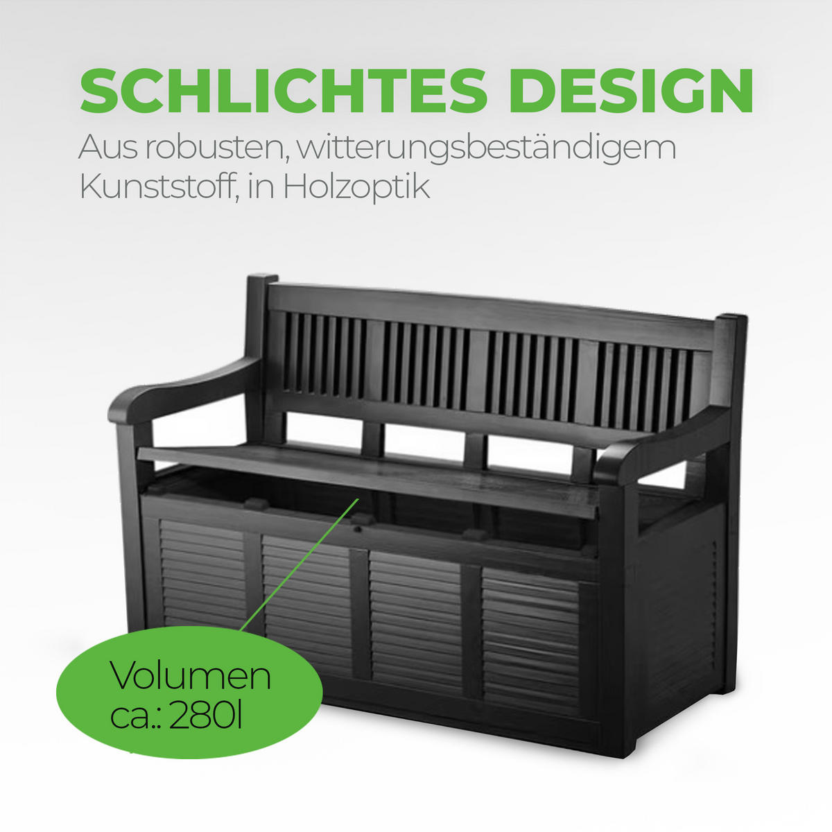 TRUHENBANK 130x60x85 cm ( Schwarz ) UV- und wetterbeständige Sitztruhe mit integrierter Kissenbox für Garten und Balkon - Schwarz, Kunststoff (60/85/130cm) - Bestlivings