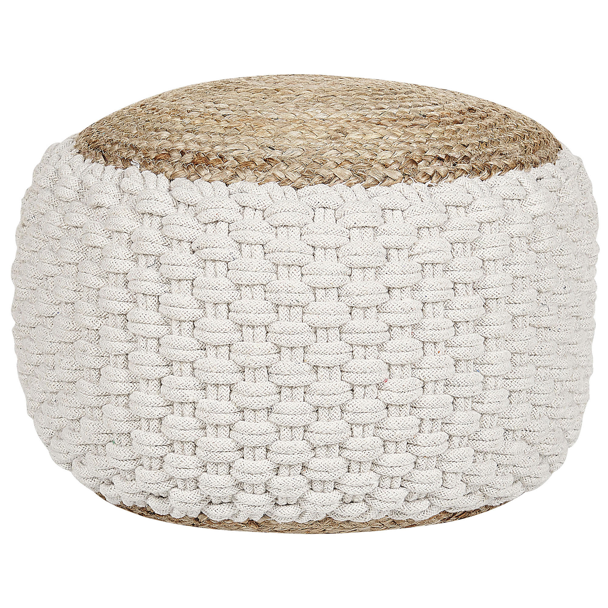 POUF Cremeweiß Aiza - Beige/Weiß, Naturmaterialien (50/35/50cm) - Beliani
