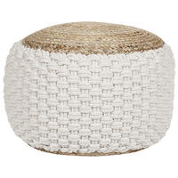 POUF Cremeweiß Aiza - Beige/Weiß, Naturmaterialien (50/35/50cm) - Beliani