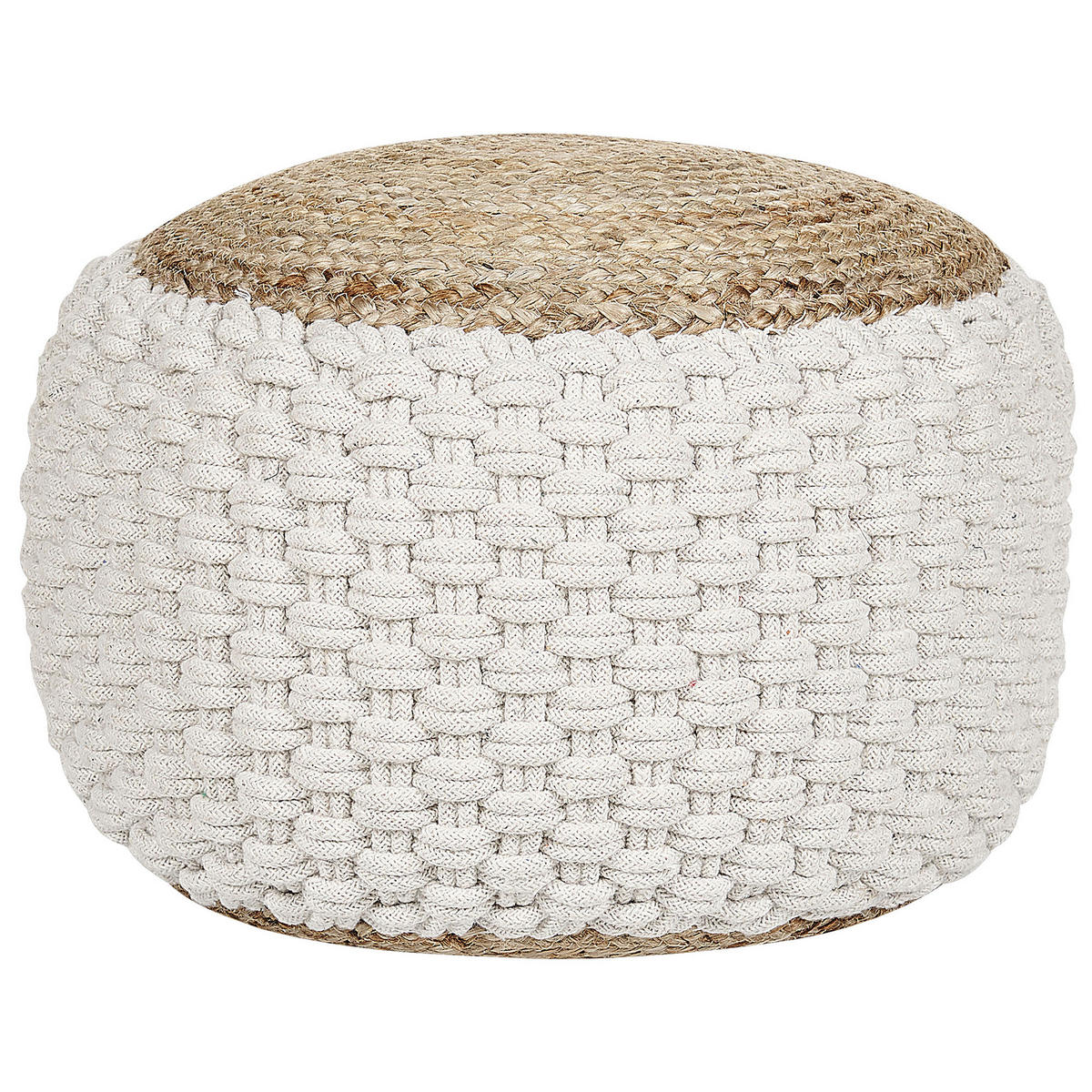 POUF Cremeweiß Aiza - Beige/Weiß, Naturmaterialien (50/35/50cm) - Beliani