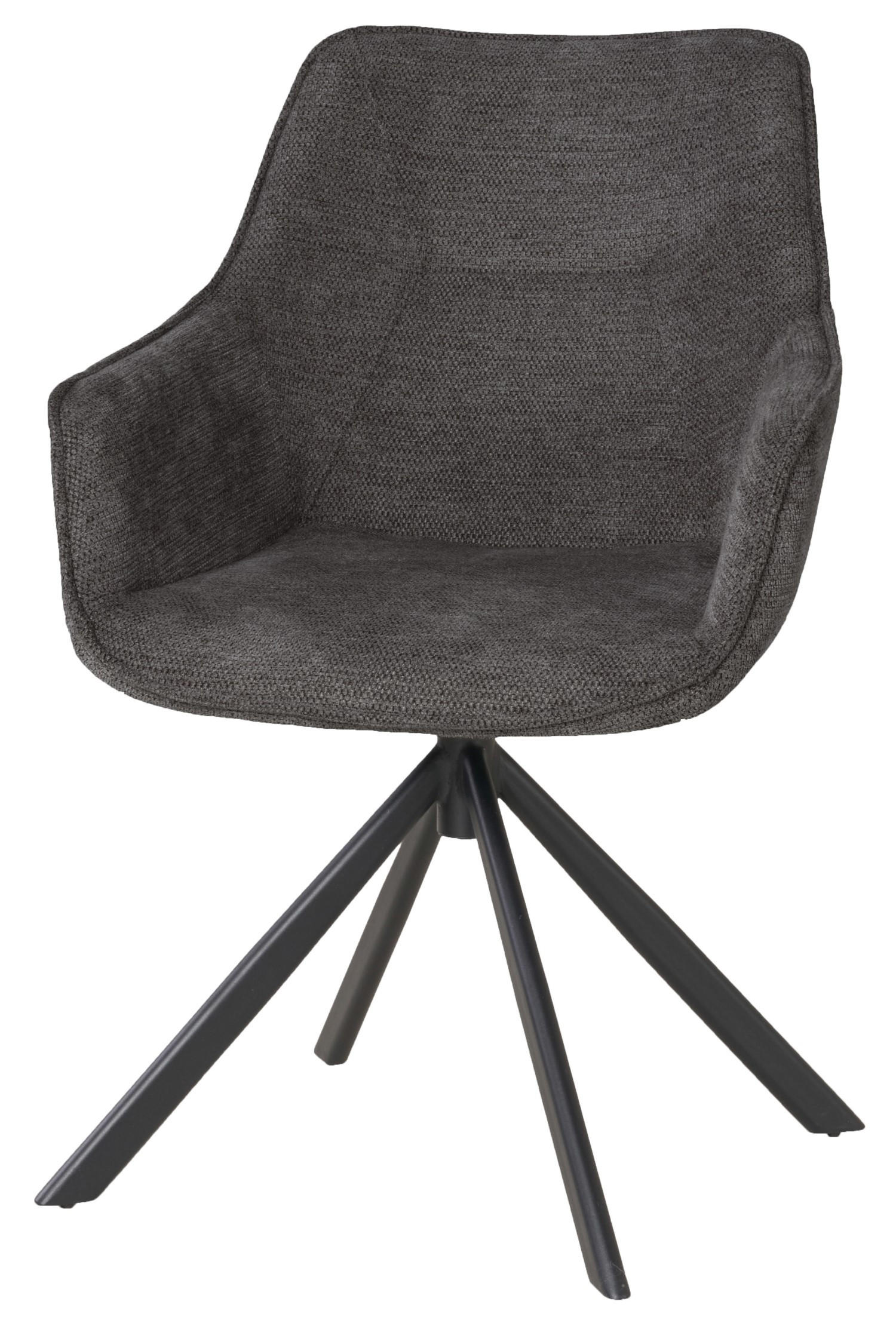 DININGSESSEL San Carlo - drehbar - dunkelgrau - Dunkelgrau/Schwarz, Textil/Metall (57/87/68cm) - bene living