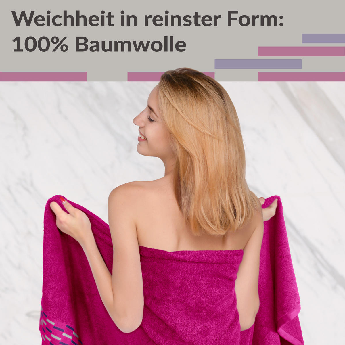 SAUNATUCH Lugano Purpur 80x200 cm - Pink, Textil (80/200cm) - Lashuma