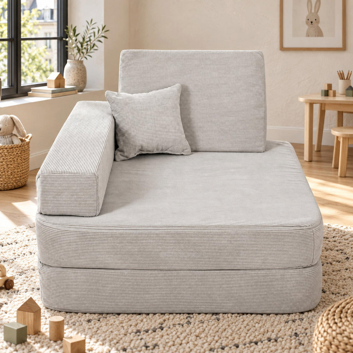 KINDERSESSEL Cordsamt Grau - Grau, Textil (80/24/80cm) - AngeLove