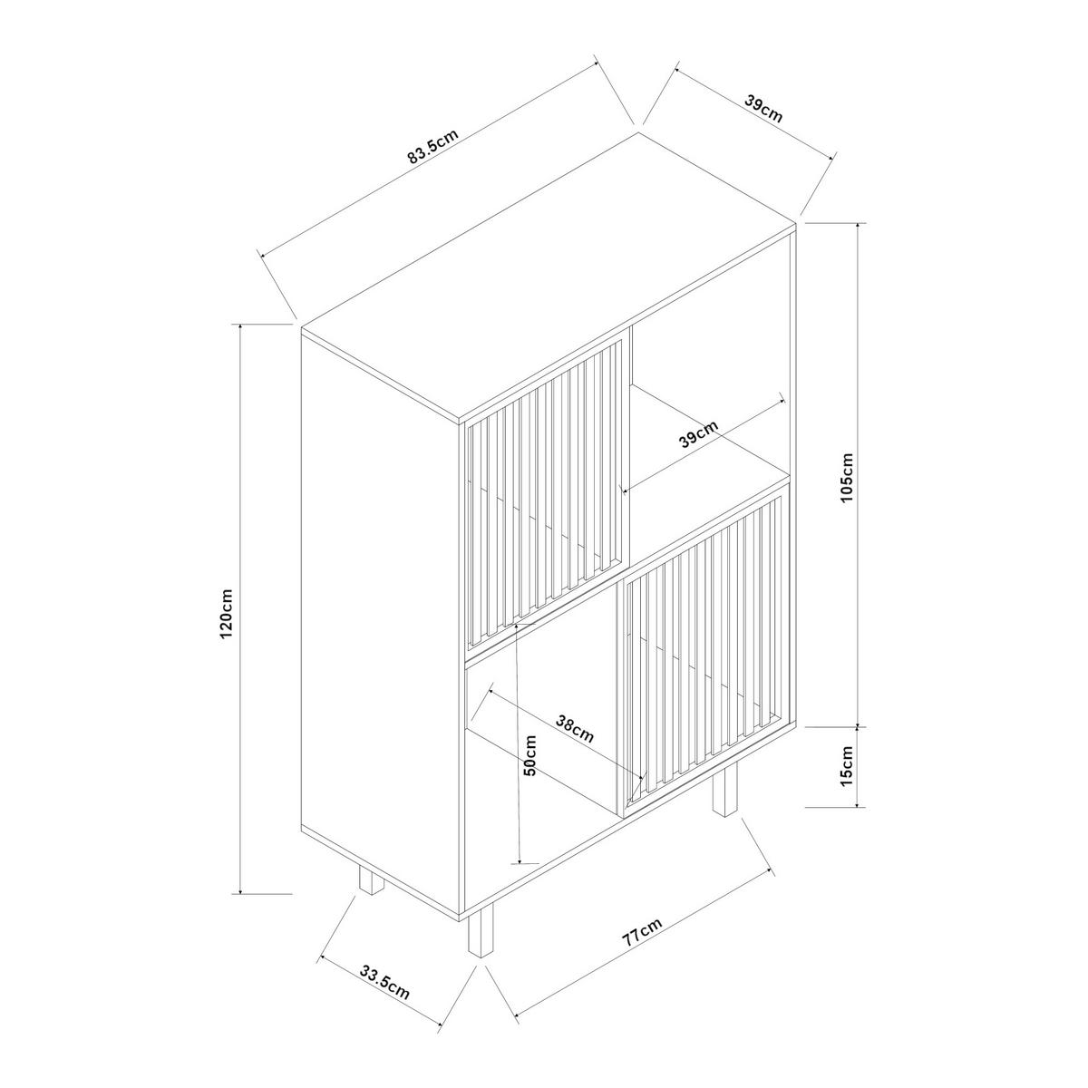 KNIHOVNA Ypäjä - přírodní, dřevo (83.5/120/39cm) - [en.casa]