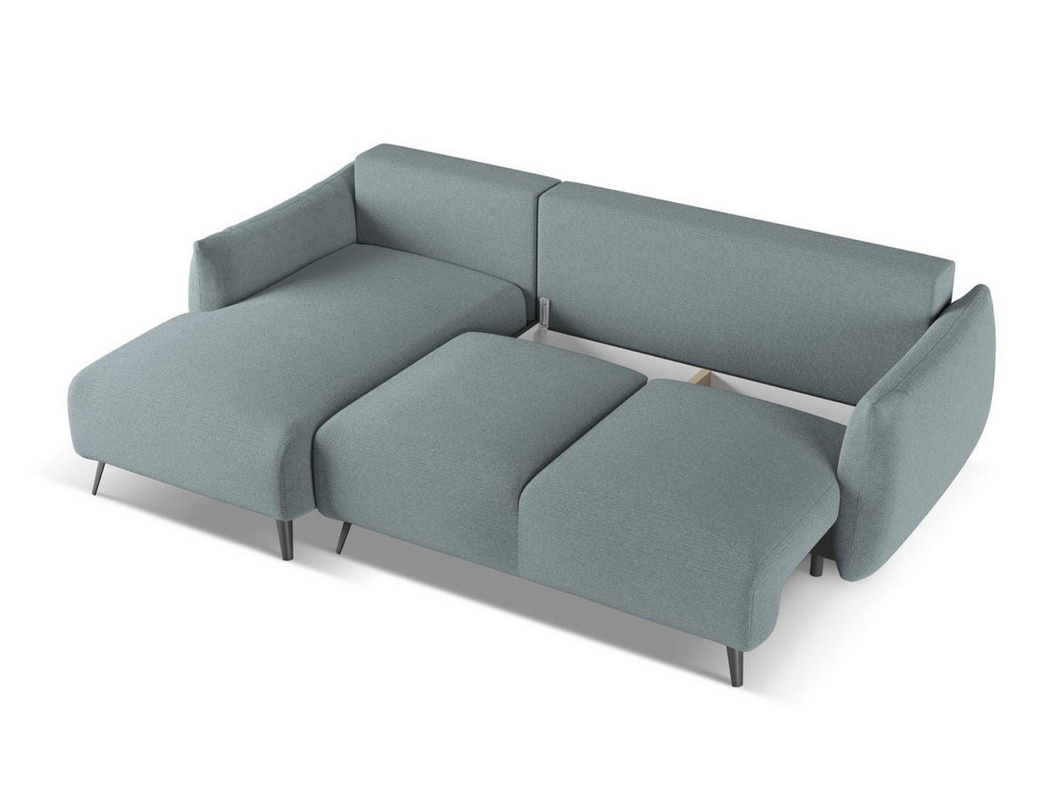 ECKSOFA mit Schlaffunktion Chenille Stoff Blau - Blau/Blaugrau, Textil/Metall (162/242cm) - Makamii