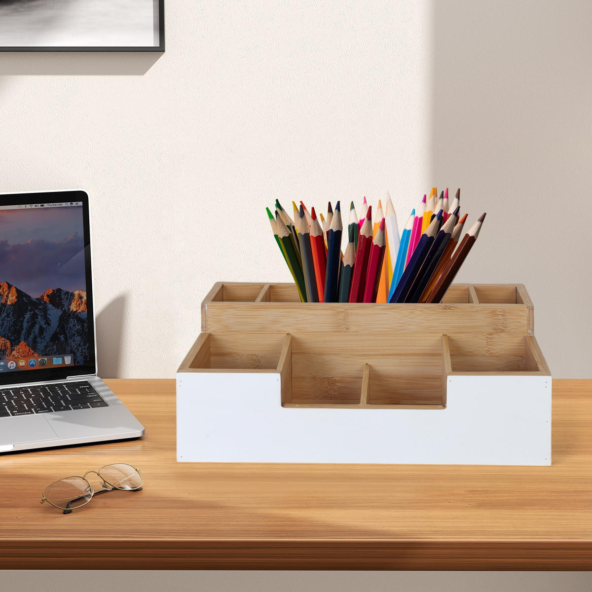 SCHREIBTISCHORGANIZER - Multicolor, Holz (15/30/11cm) - Relaxdays