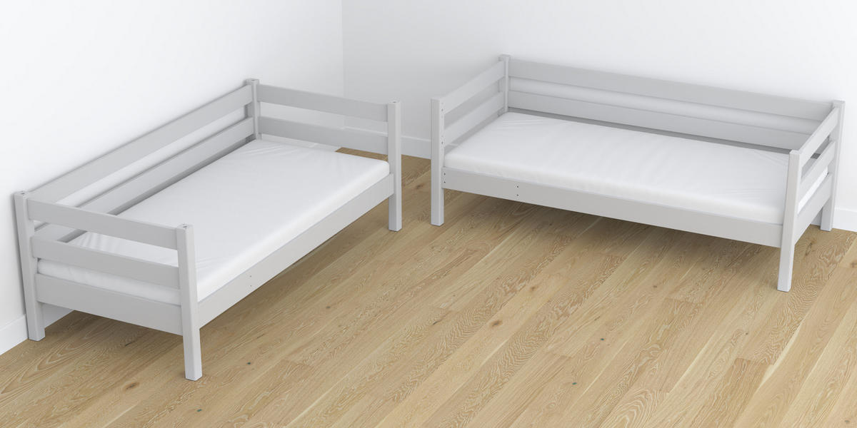 ETAGENBETT N01 Grau 90/190 - Grau, Naturmaterialien/Holz (90/190cm) - N-Wood