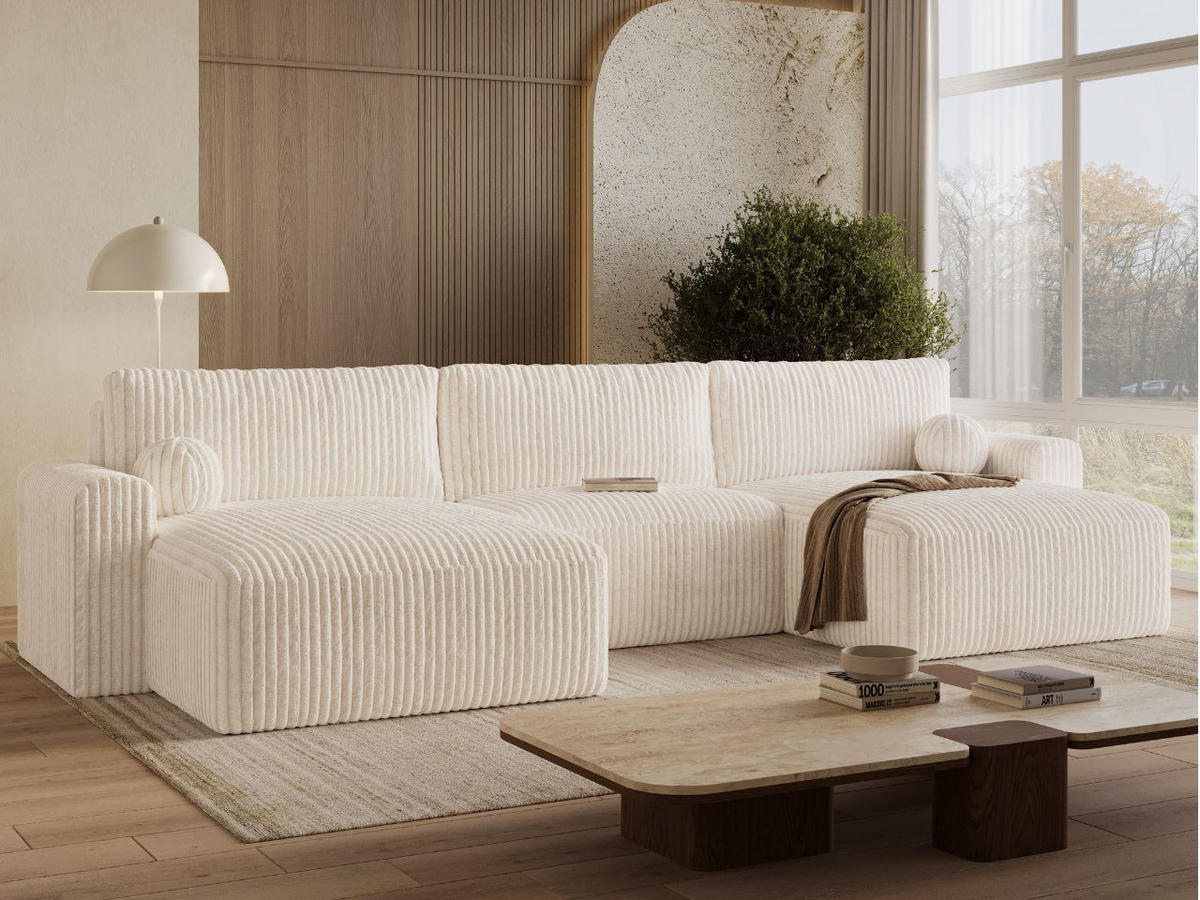 ECKSOFA U Aurora Creme - Creme, Holz/Textil (369/145cm) - Graingold