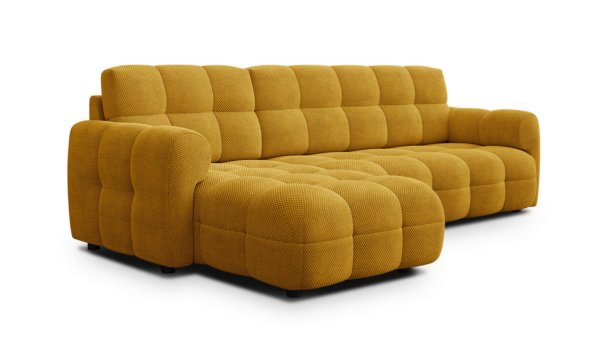 ECKSOFA MELLOW 4-Sitzer, safran - Gelb/Schwarz, Holz/Textil (262/156cm) - Courtois Laville