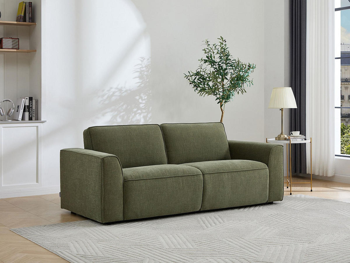 SCHLAFSOFA - 3 Personen - Stoff - Grün - - Grün, Textil (208/85/98cm) - Vente-Unique