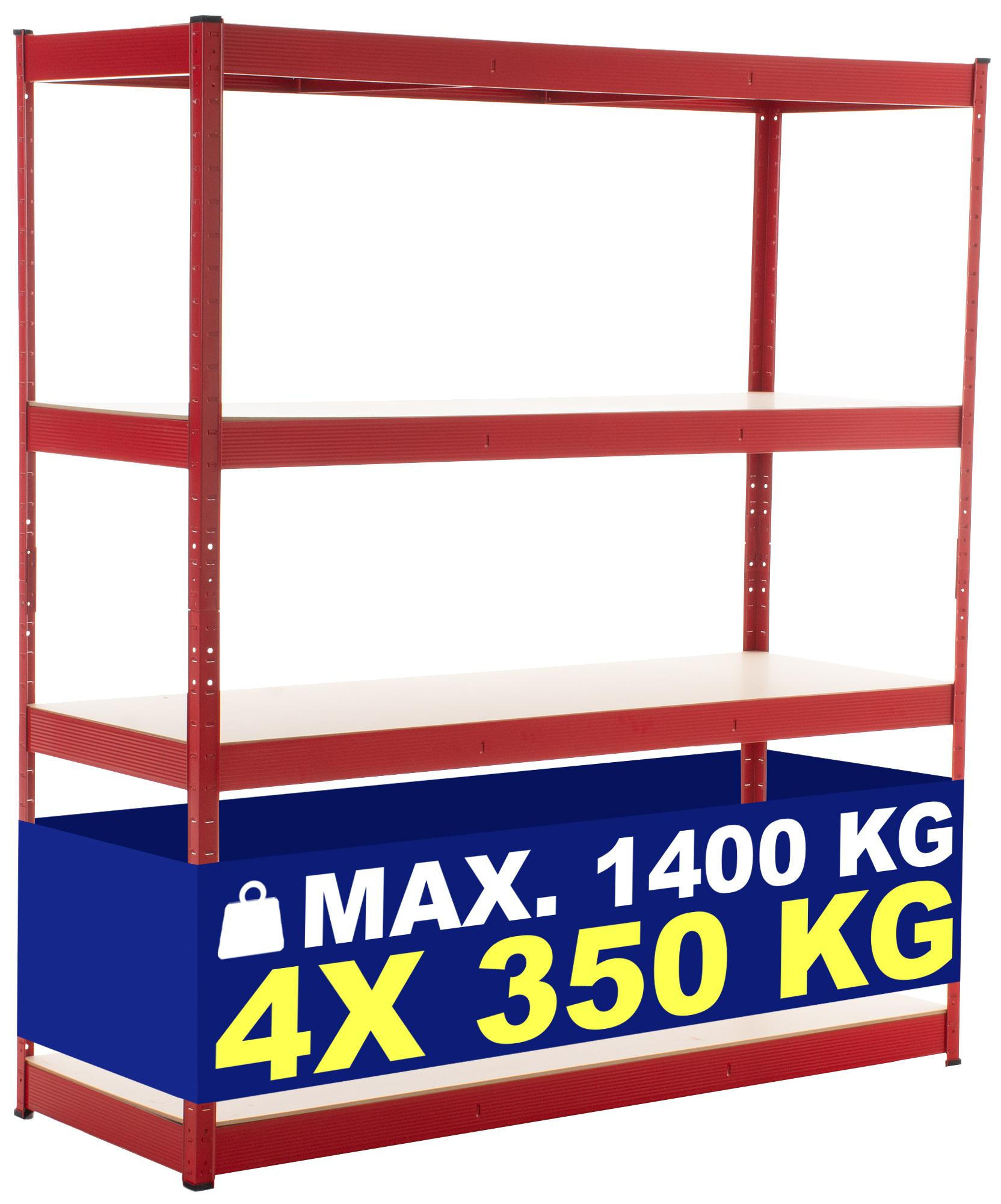 LAGERREGAL 160/60 cm Metall Rot - Rot, Metall (160/180/60cm) - CLP