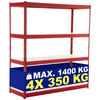 LAGERREGAL 160/60 cm Metall Rot - Rot, Metall (160/180/60cm) - CLP