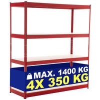 LAGERREGAL 160/60 cm Metall Rot - Rot, Metall (160/180/60cm) - CLP