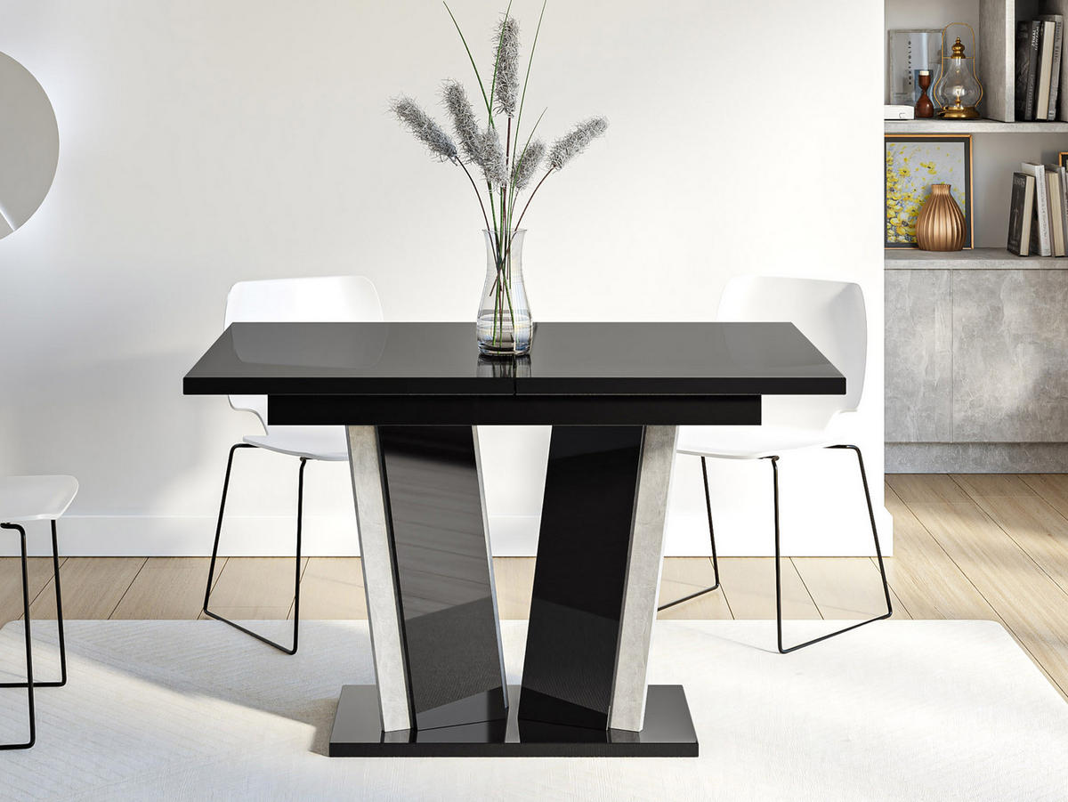 ESSTISCH ausziehbar Doha II - Schwarz Hochglanz, Holzwerkstoff (80/120/75cm) - MIRJAN24