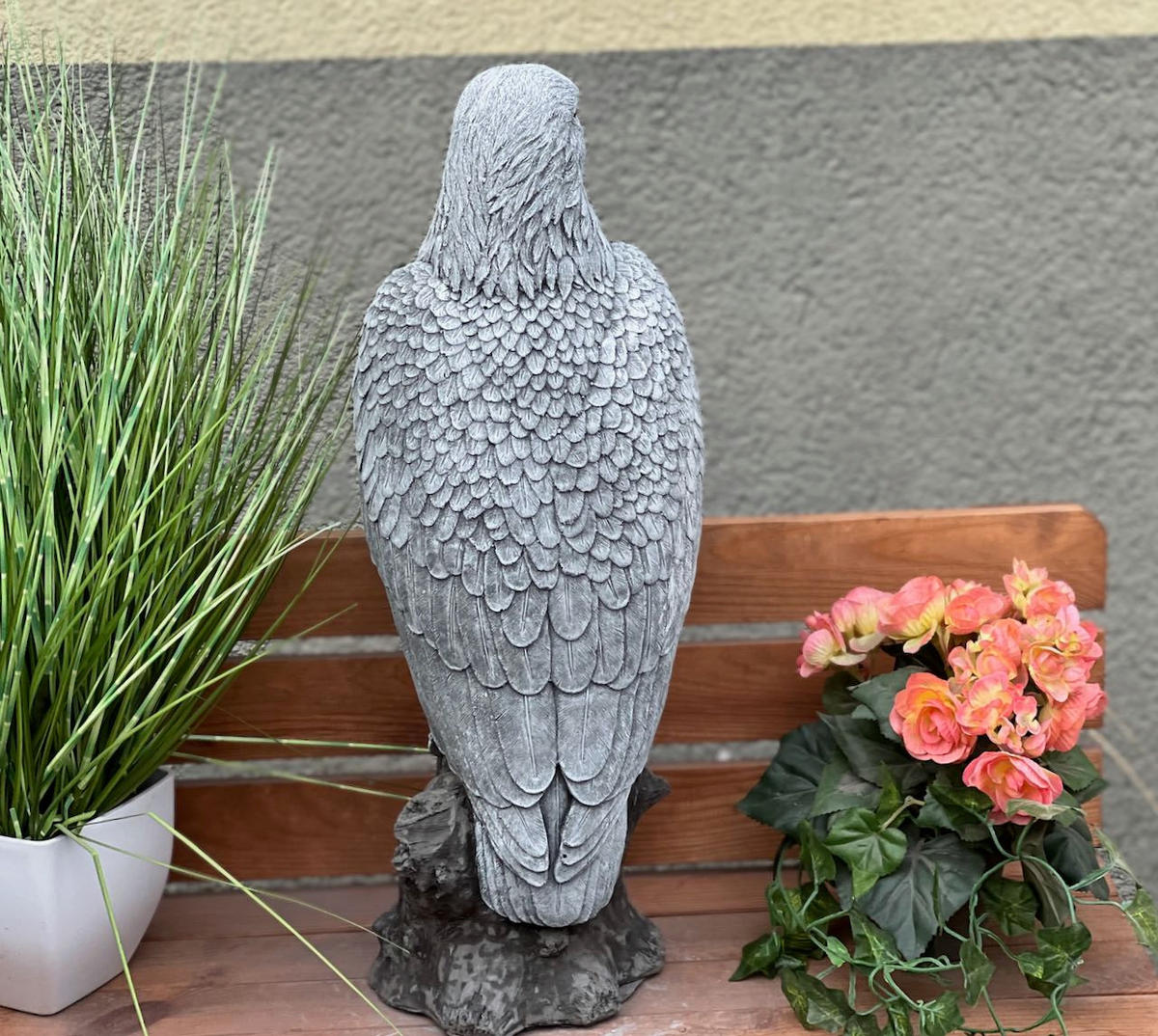 STEINFIGUR großer Adler Seeadler frostfest massiver Steinguss - Grau, Stein (18/54/17cm) - stoneandstyle