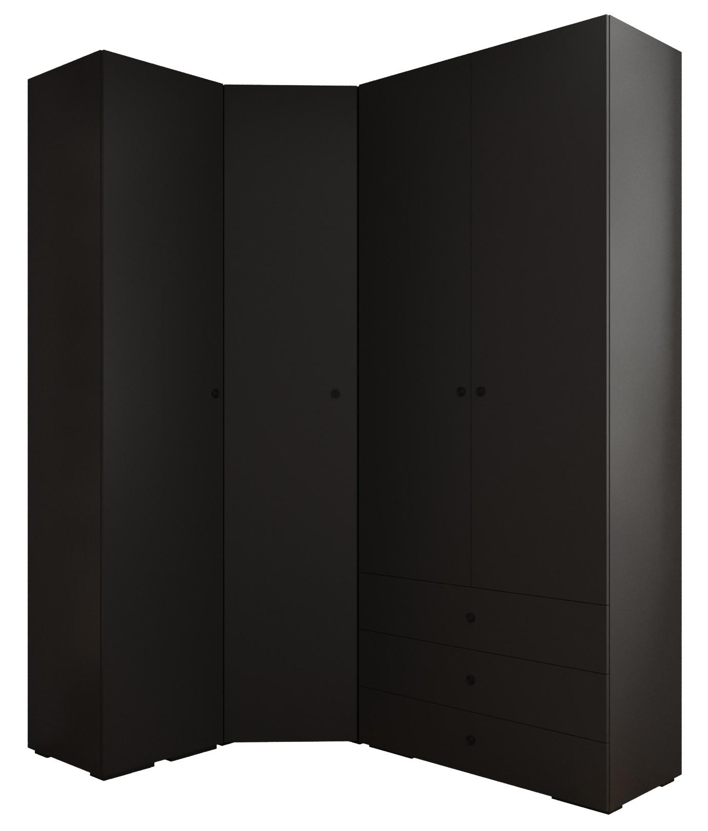 Abiks Möbel Garderoben-Set Schwarz, Schwarz 181.7x236.7x47 cm